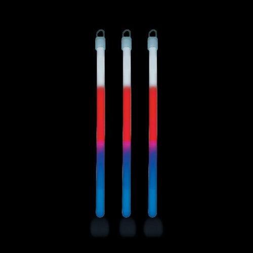 Patriotic Tri-Color Glow Sticks (Blue/White/Red Color, 12 Count Per Pack) - Glow-Paradise