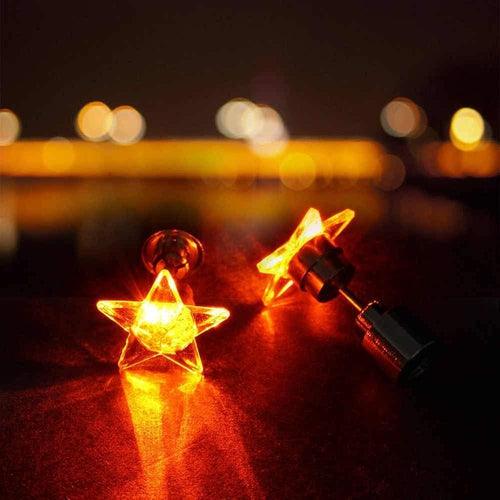 LED Light Up Star Stud Earrings (Orange Color, 1 Pair Per Pack) - Glow-Paradise