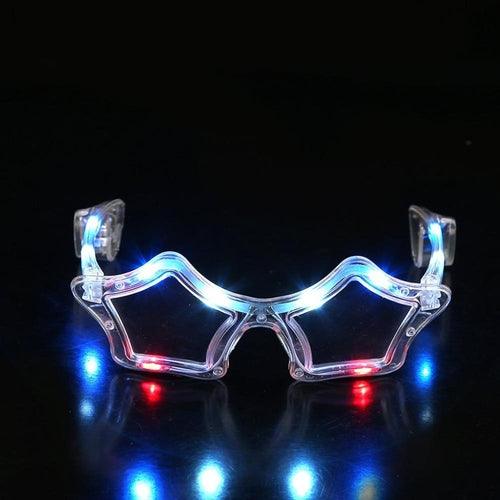 LED Light Up Star Sunglasses - Red White Blue (144 Quantity Per Pack) - Glow-Paradise