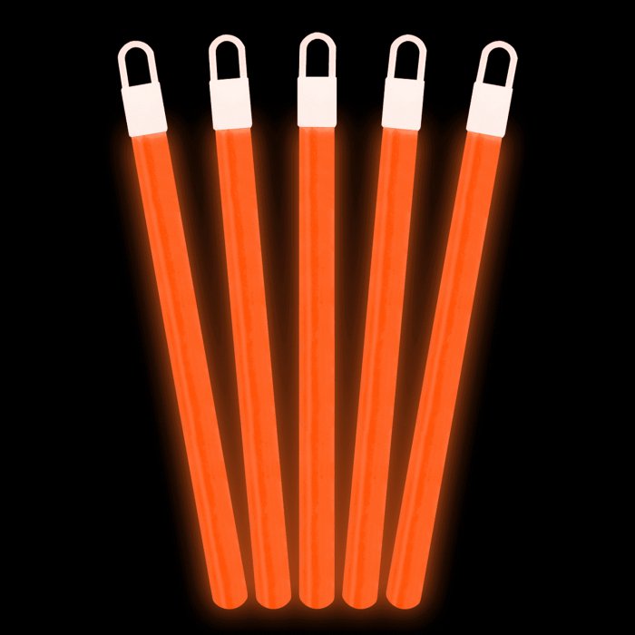 6 Inch Slim Glow Sticks With Lanyards (Orange Color, 12 Count Per Pack) - Glow-Paradise