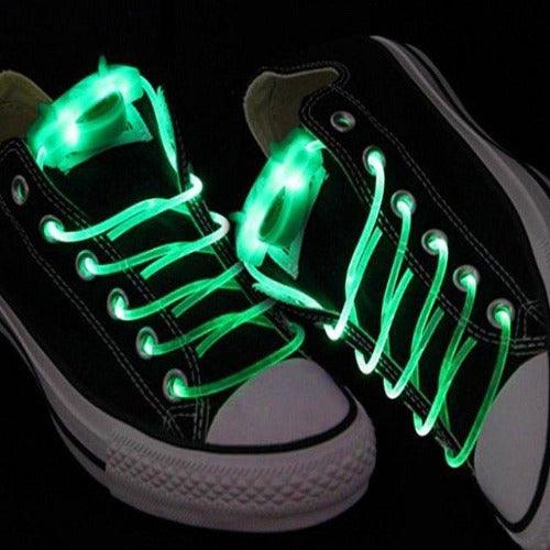 LED Light Up Shoelaces (Green Color, 1 Pair Per Pack) - Glow-Paradise