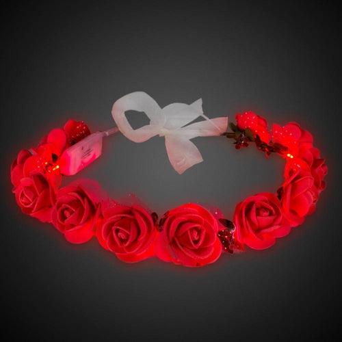 LED Light Up Roses Halo Headband (Red Color, 1 Quantity Per Pack) - Glow-Paradise
