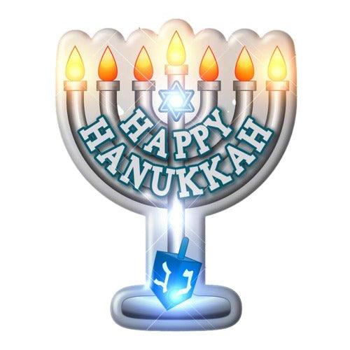 Light Up Happy Hanukkah Body Light Pin (1 Per Pack) - Glow-Paradise