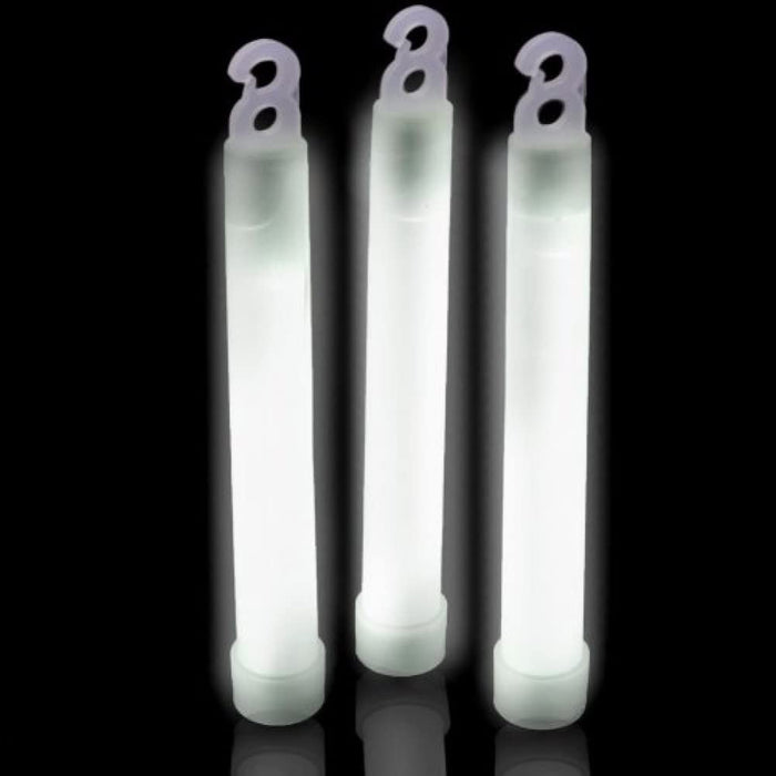6 Inch Ultra-Bright Emergency 12 Hours Industrial Grade Glow Sticks (White Color, 12 Counts Per Pack) - Glow-Paradise