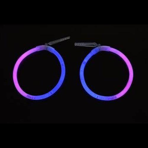 Glow In The Dark Hoop Earrings Bi-Color - Blue Pink (50 Pairs Per Pack) - Glow-Paradise
