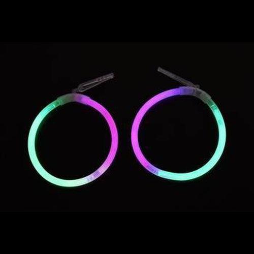 Glow In The Dark Hoop Earrings Bi-Color - Green Pink (50 Pairs Per Pack) - Glow-Paradise