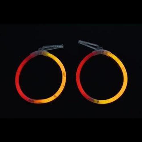 Glow In The Dark Hoop Earrings Bi-Color - Orange Red (50 Pairs Per Pack) - Glow-Paradise