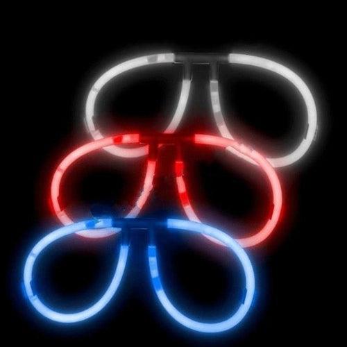 Glow Stick Eyeglasses - Aviator Style - Patriotic Theme - Red Blue White (150 Eye Glassess Per Pack) - Glow-Paradise
