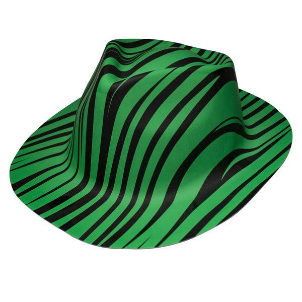 Neon Animal Print Striped Fedora Hats (Green Color, 1 Quantity Per Pack) - Glow-Paradise