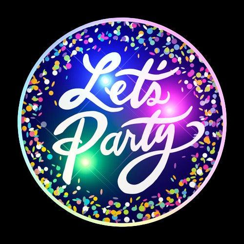 Light Up Lets Party Flashing Blinky Light Badge Pin (1 Per Pack) - Glow-Paradise
