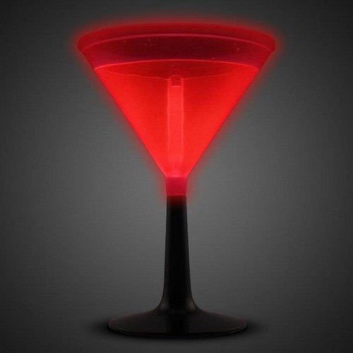 9 Oz Glow In The Dark Martini Glass (Red Color, 1 Glass Per Pack) - Glow-Paradise
