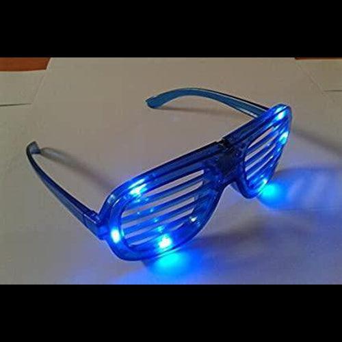 LED Light Up Slotted Rock Star Shutter Sunglasses (Blue Color, 6 Per Pack) - Glow-Paradise