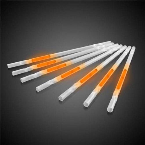 9 Inch Glow In The Dark Motion Straws (Orange Color, 25 Straws Per Pack) - Glow-Paradise