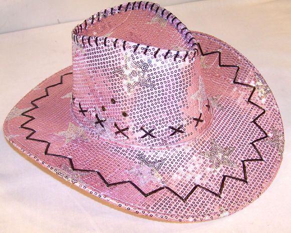 Stylish Sequin Cowboy Hat (Hot Pink Color, 1 Quantity Per Pack) - Glow-Paradise