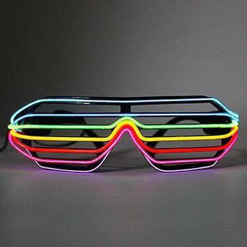 EL-Wire Light Up Rainbow Shutter Shades Sunglasses (Rainbow Color, 1 Per Pack) - Glow-Paradise