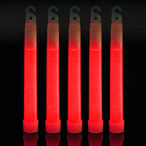 6 Inch Ultra-Bright Emergency 12 Hours Industrial Grade Glow Sticks (Red Color, 12 Count Per Pack) - Glow-Paradise