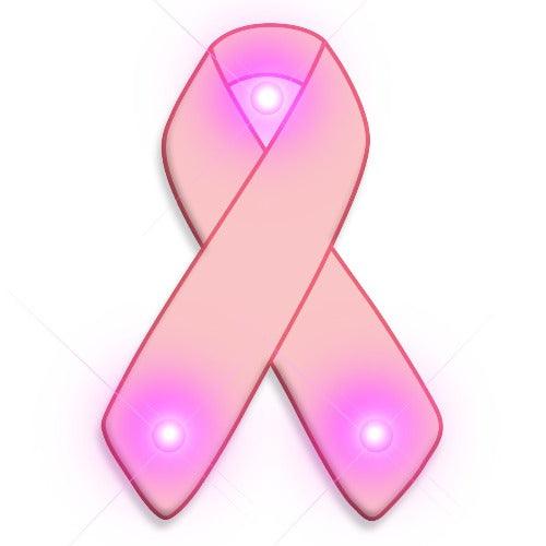 Pink Ribbon Flashing Body Light Lapel Pins (1 Per Pack) - Glow-Paradise