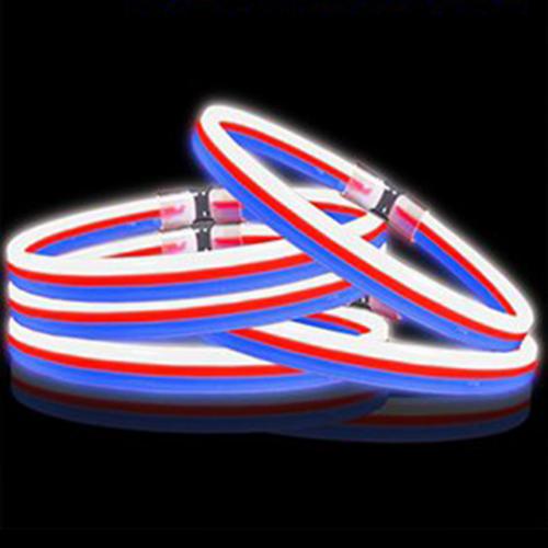 22 Inch Triple Wide Twister Glow sticks Necklaces (Red/White/Blue, 25 Count Per Pack) - Glow-Paradise