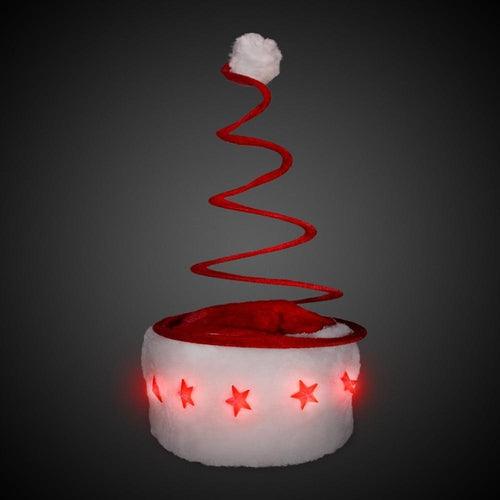 LED Light Up Santa Spring Hat (1 Quantity Per Pack) - Glow-Paradise