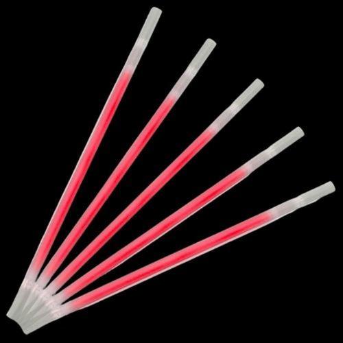 9 Inch Glow In The Dark Straws (Red Color, 25 Straws Per Pack) - Glow-Paradise