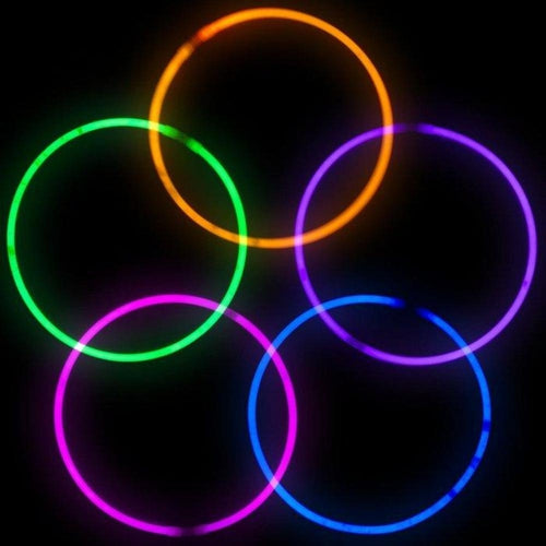 20 Inch Glow Stick Necklaces (Assorted Colors, 50 Counts Per Pack) - Glow-Paradise