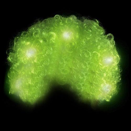 LED Light Up Afro Wig - Green (1 Quantity Per Pack) - Glow-Paradise