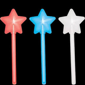 Patriotic Red, White & Blue Star Glow Wands - Glow-Paradise