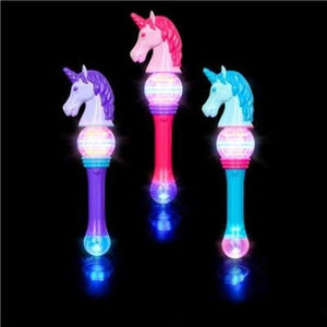 LED Light Up 15.5 Inch Spinning Unicorn Wand - Glow-Paradise