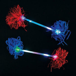 Patriotic Light Up Pom-Pom Batons  (3 Pcs per pack) - Glow-Paradise