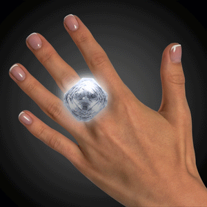 Light-Up Flashing Supersized Diamond Ring (White Color, 1 Pair Per Pack) - Glow-Paradise