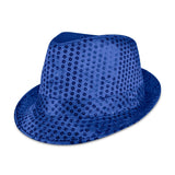 LED Light Up Flashing Fedora Hat with Sequins (Blue Color, 1 Quantity Per Pack) - Glow-Paradise