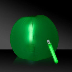 12 Inch Glow in The Dark Beach Ball (Green Color, 1 Glow Stick Included) - Glow-Paradise