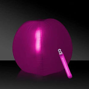 12 Inch Glow in The Dark Beach Ball (Pink Color, 1 Glow Stick Included) - Glow-Paradise
