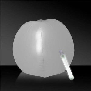 12 Inch Glow in The Dark Beach Ball (White Color, 1 Glow Stick Included) - Glow-Paradise