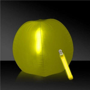 12 Inch Glow in The Dark Beach Ball (Yellow Color, 1 Glow Stick Included) - Glow-Paradise