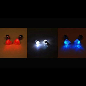 LED Light Up Heart Stud Earrings-Patriotic Theme - Red White Blue (3 Pairs Per Pack) - Glow-Paradise