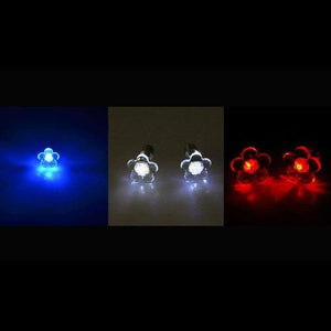 LED Light Up Flower Stud Earrings-Patriotic Theme - Red Blue White (3 Pairs Per Pack) - Glow-Paradise