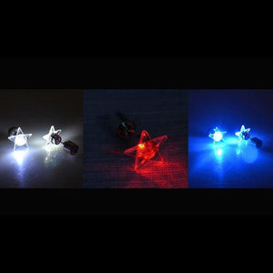 LED Light Up Star Stud Earrings - Patriotic Theme - Red Blue White (3 Pair Per Pack) - Glow-Paradise