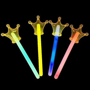 Glow In The Dark Crown Wand (Assorted Colors, 4 pcs Per Pack) - Glow-Paradise