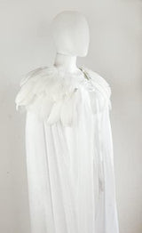 JEGERMIG Neutral Role-Play Vampire Cloak with Feathers Medieval Knight Cape White - Glow-Paradise