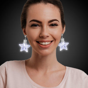 LED Light Up Star Shape Clip-On Earrings (White Color, 1 Pair Per Pack) - Glow-Paradise