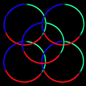 24 Inch Tri-Color Glow Stick Necklaces (Red/Green/Blue, 50 Count Per Pack) - Glow-Paradise