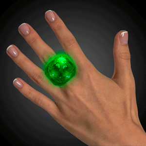 Light-Up Flashing Supersized Diamond Ring (Green Color, 1 Pair Per Pack) - Glow-Paradise