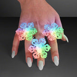 Christmas Light Up Color Changing Snowflake Ring (Mutlicolor, 1 Per Pack) - Glow-Paradise