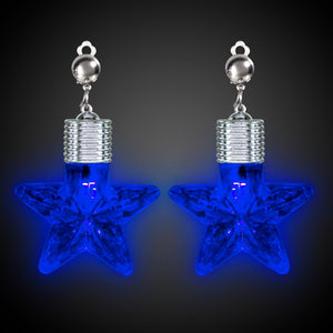 LED Light Up Star Shape Clip-On Earrings (Blue Color, 1 Pair Per Pack) - Glow-Paradise