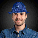 LED Light Up Flashing Fedora Hat with Sequins (Blue Color, 1 Quantity Per Pack) - Glow-Paradise