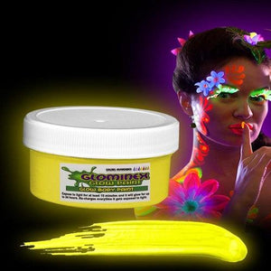 Glominex Glow Body Paint 2oz Jar (Yellow Color, 1 Jar Per Pack) - Glow-Paradise