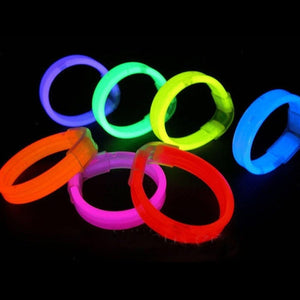 9 Inch Triple Wide Glow Bracelets/Wristbands (Assorted Colors, 25 Counts Per Pack) - Glow-Paradise
