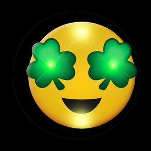 St Patrick’s Day Irish Shamrock Eyes Emoji Flashing Body Light Lapel Pins (1 Per Pack) - Glow-Paradise