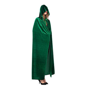 Spooktacular Creations Long Hooded Cloak Velvet Cloak Halloween Women Witch Cape Costume Accessory (Green) - Glow-Paradise